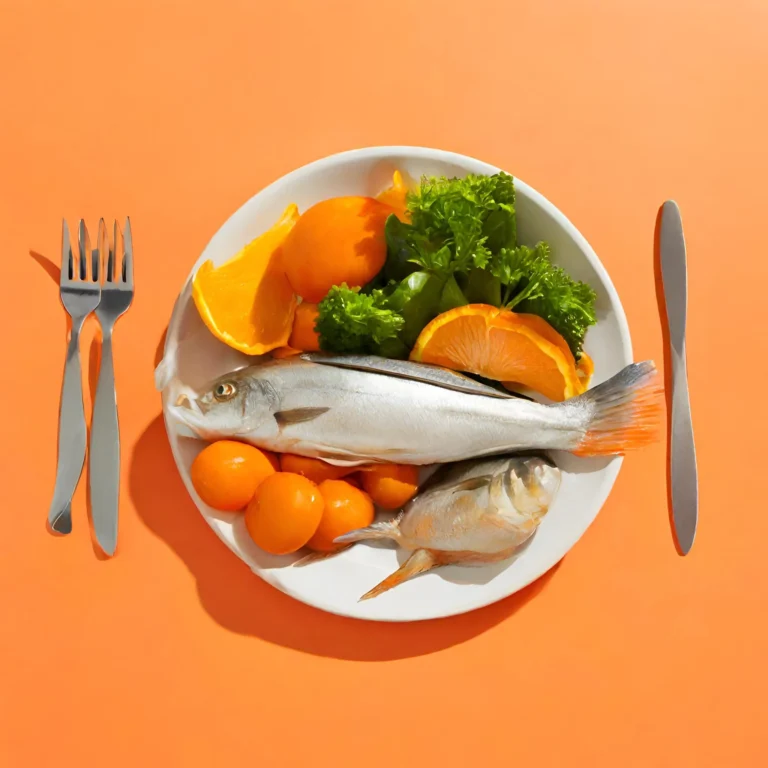 Plato con pescado y vegetales frescos